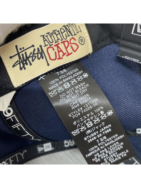STUSSY×NEW ERA NY CAP 刺繍6パネルキャップ ネイビー
