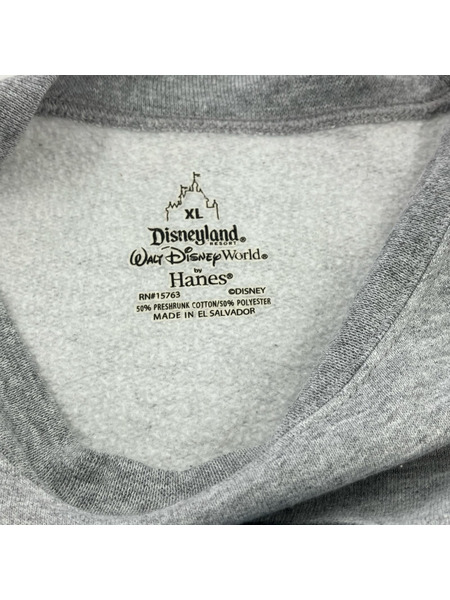 スウェット・トレーナー ミッキーマウス 両面プリント 灰 (XL)