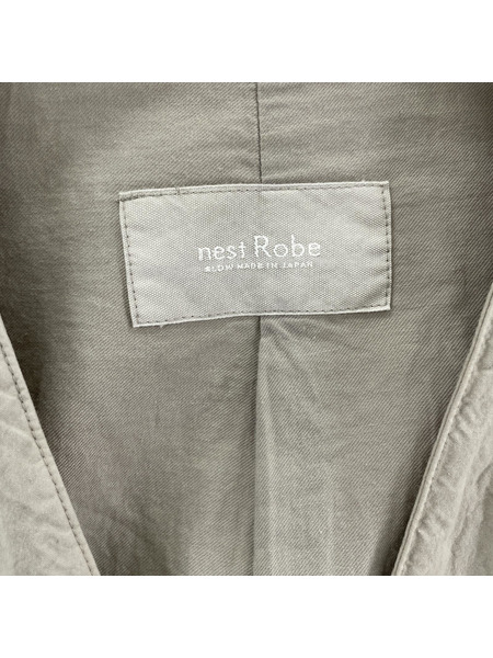 nest Robe スーピマコットンカラーレスジャケット グレー