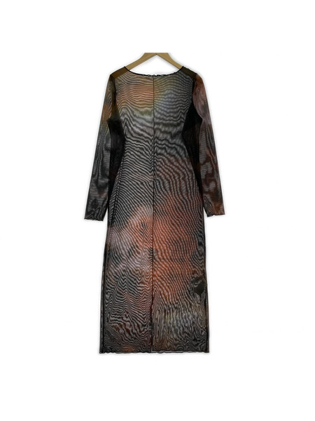 AMERI 長袖ワンピース ミランダタイダイシアーロングトップ(M)