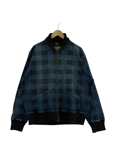 RRL インディゴチェックスウェットジャケット L ブルーブラック