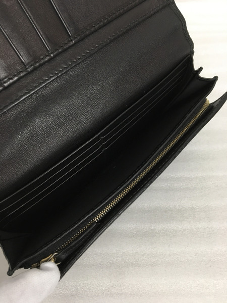 GUCCI 204336 シマレザー 2つ折り長財布 ブラック