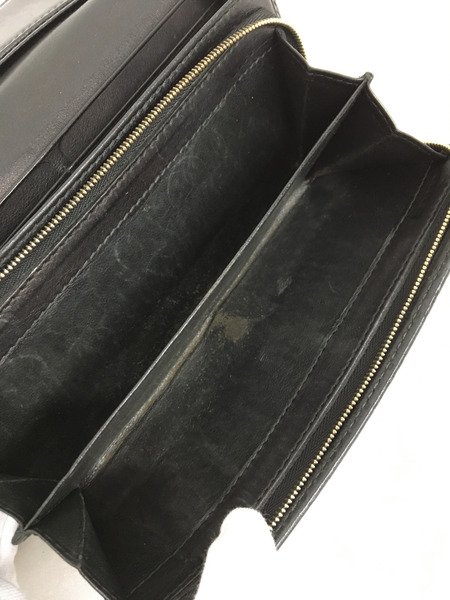 GUCCI 204336 シマレザー 2つ折り長財布 ブラック