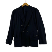 Y's ウールコットン ダブルブレストジャケット ネイビー