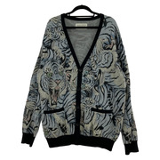 WACKO MARIA 23SS JACQUARD CARDIGAN ブルー/グレー (L)