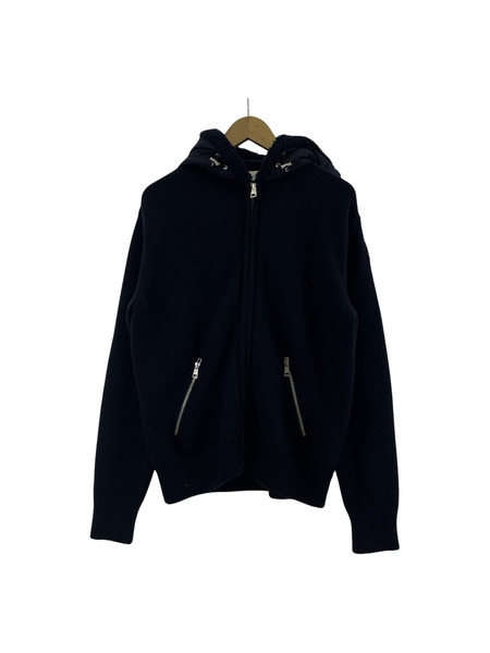 MONCLER CARDIGAN TRICOT 切替ニットパーカー S ネイビー