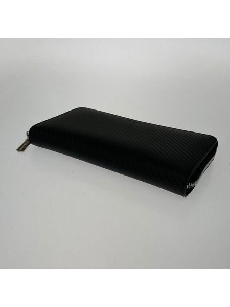 VANQUISH 長財布 牛革カーボン ラウンドファスナー 黒