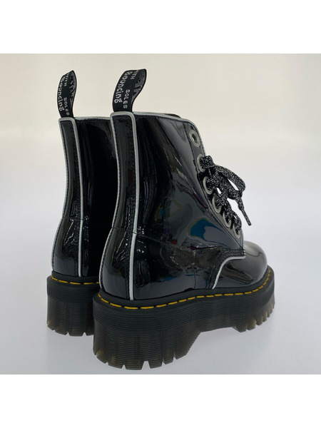 Dr.Martens ブーツ モリー 厚底 パテント シルバー/23.5cm