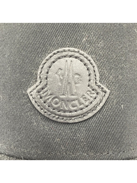MONCLER キャップ MONCLER BASEBALL レザーアイコンパッチ CAP 黒