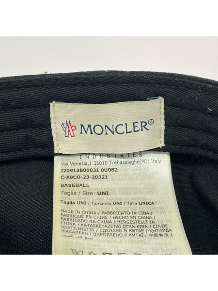 MONCLER キャップ MONCLER BASEBALL レザーアイコンパッチ CAP 黒