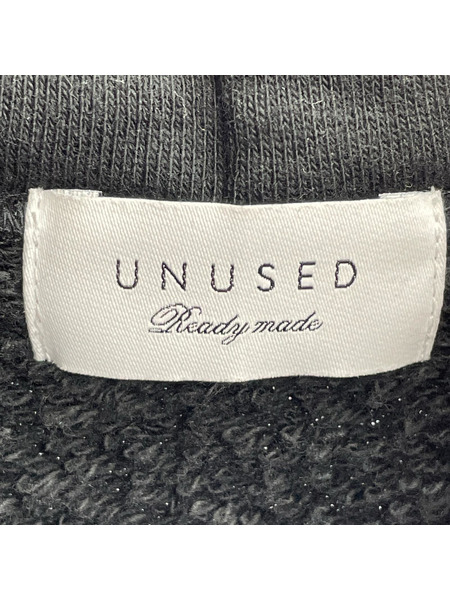 unused ナイロンフーディスウェット Sweat hoodie "BLACK"