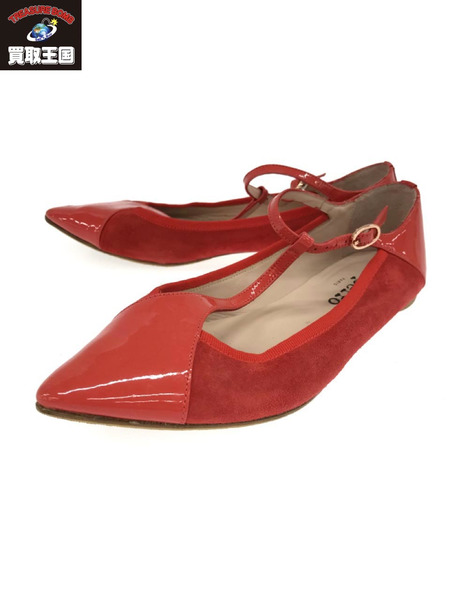 repetto T字ストラップスウェードフラットパンプス RED