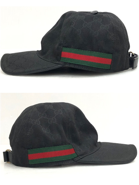 GUCCI GGキャンバス キャップ 黒 (M)