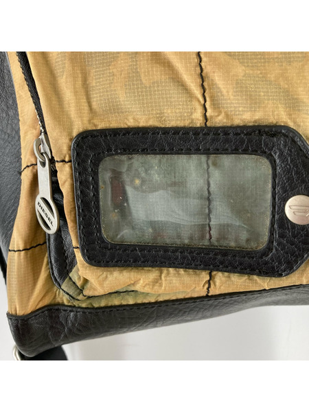 DIESEL ショルダーバッグ 異素材ブリーフケース 黒/茶