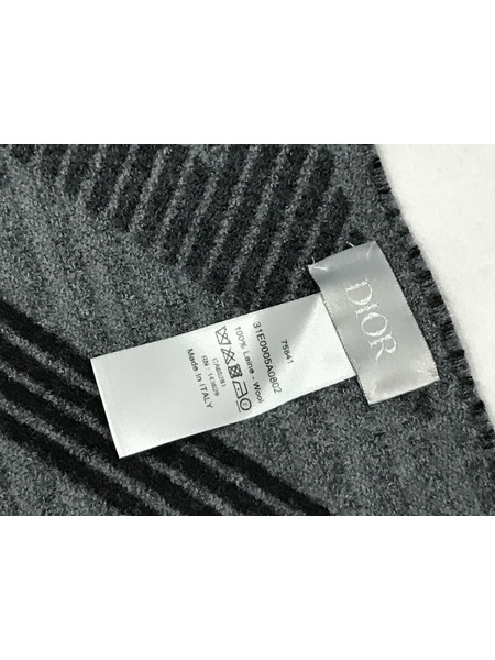 小物 ダイヤモンドパターン ウールマフラー グレー