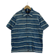 RRL ボーダー4ポケットシャツジャケット M ブルー系