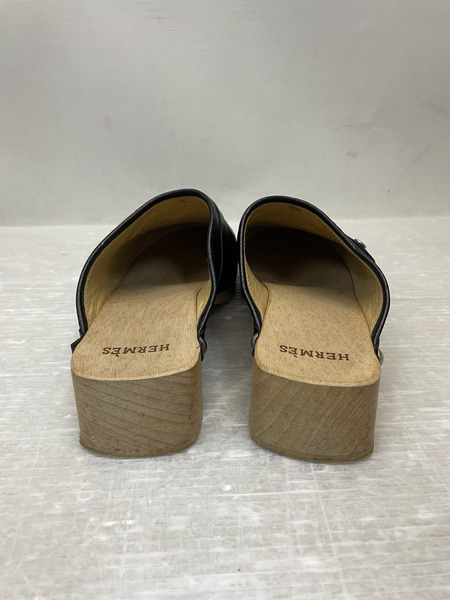 HERMES パンチングレザー サボサンダル 36 黒[値下]