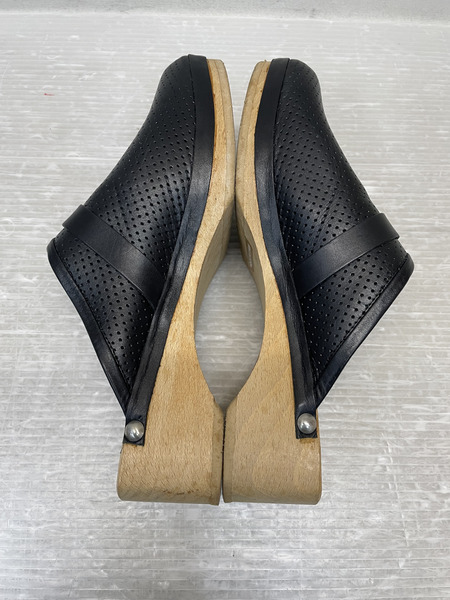 HERMES パンチングレザー サボサンダル 36 黒[値下]