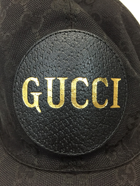 GUCCI GGキャンバス ロゴワッペン ベースボールキャップ ブラック L(59cm) 576253