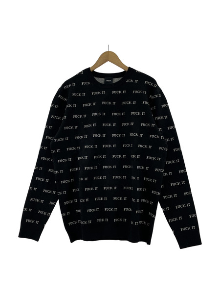 HUF FUCK IT JACQUARD SWEATER (L) BLK