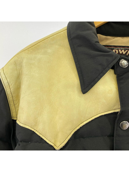 SUGAR CANE ダウンジャケット レザー切替 黒 白