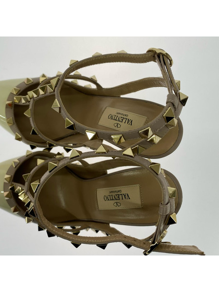 VALENTINO GARAVANI ロックスタッズ アンクルストラップ パテントレザー パンプス