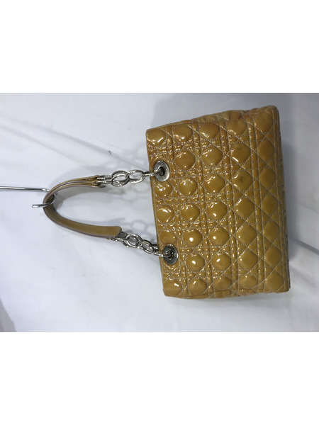 ハンドバッグ レディディオール エナメルハンドバッグ イエロー