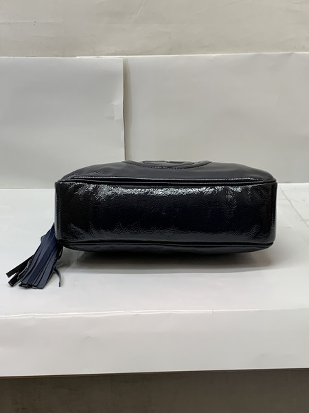 GUCCI ソーホー チェーンショルダーバッグ 308983 NVY グッチ GGロゴ インターロッキングG パテントレザー