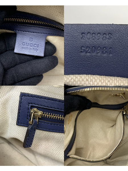 GUCCI ソーホー チェーンショルダーバッグ 308983 NVY グッチ GGロゴ インターロッキングG パテントレザー