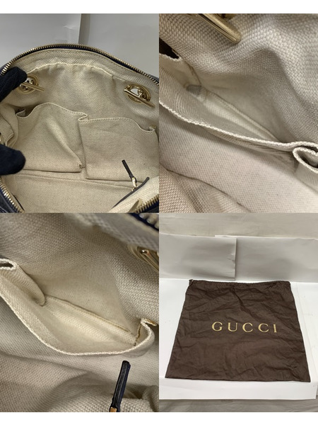 GUCCI ソーホー チェーンショルダーバッグ 308983 NVY グッチ GGロゴ インターロッキングG パテントレザー