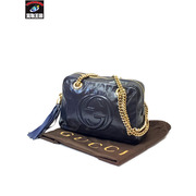 GUCCI ソーホー チェーンショルダーバッグ 308983 NVY グッチ GGロゴ インターロッキングG パテントレザー