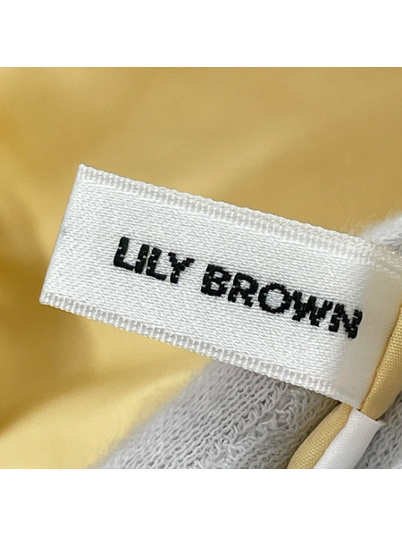 Lily Brown ノースリーブワンピース デコルテリボンディテールドレス/イエロー