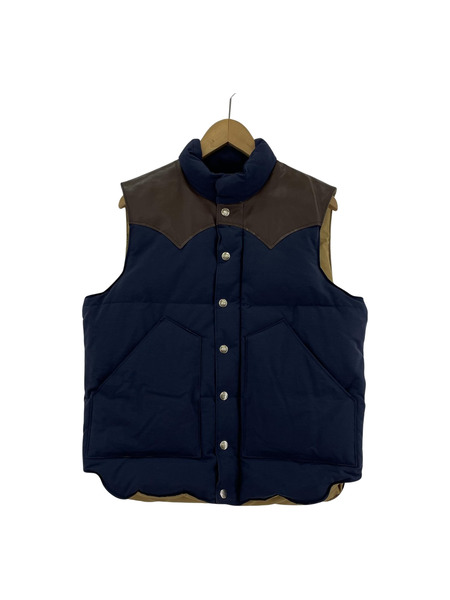 SUGAR CANE LEATHER YOKE DOWN VEST M NVY