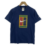 90s NIKE S/S スウッシュデザイン カットソー 紺 (L)