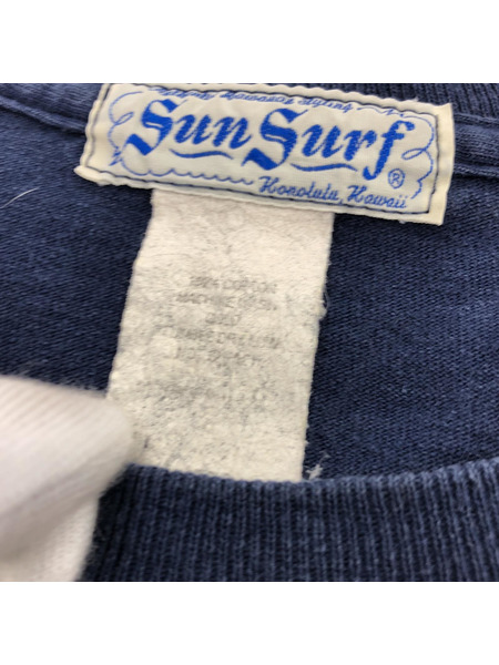 SUN SURF 和柄プリントTシャツ ネイビー