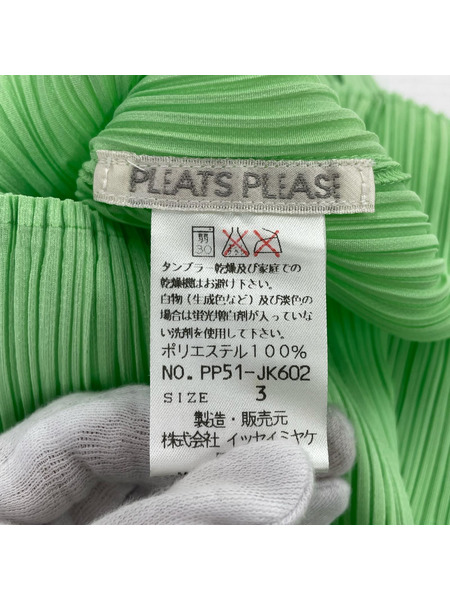 PLEATS PLEASE 長袖Tシャツ・カットソー プリーツ 緑 (3)