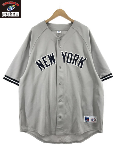 90s MLB NEW YORK YANKEES RUSSELL社 ヤンキース ユニフォーム(XXL) グレー