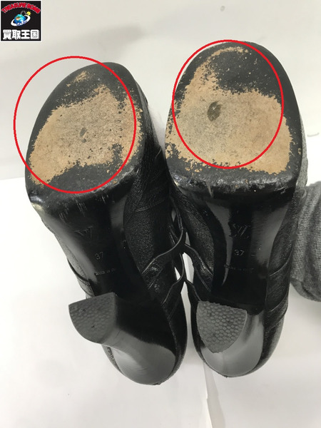LV  レザーストラップヒール 黒(37)
