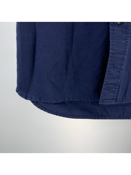 East Harbour Surplus S/Sリップストップシャツ 46 ネイビー