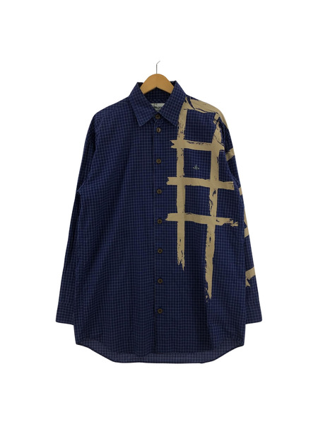 Vivienne Westwood MAN 18SS デザインチェックシャツ 44 ネイビー