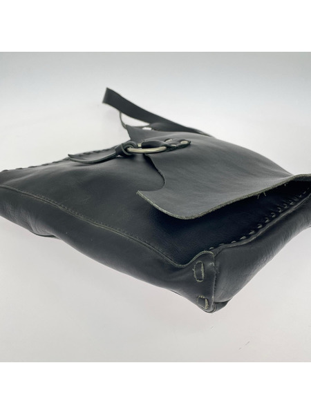 ショルダーバッグ ハンドステッチレザーショルダーバッグ BLK