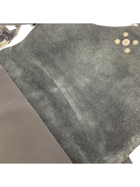 ショルダーバッグ ハンドステッチレザーショルダーバッグ BLK