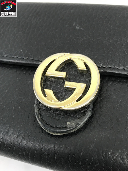 GUCCI 長財布 インターロッキングG　レザー長財布 黒