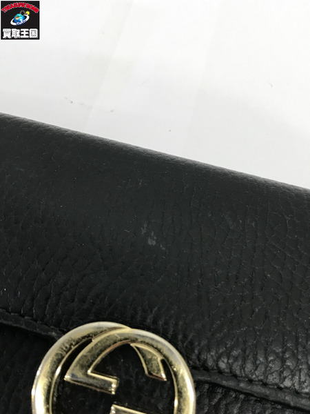 GUCCI 長財布 インターロッキングG　レザー長財布 黒