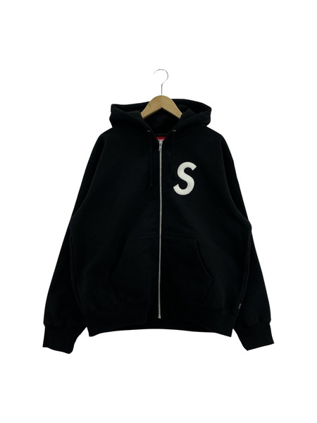 Supreme S Logo Zip Up Hooded Sweatshirt Black