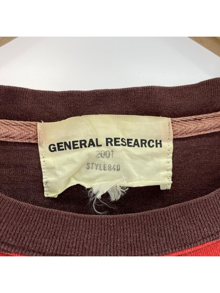 GENERAL RESEARCH 長袖Tシャツ・カットソー ボーダー 840 茶赤