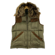 POLO RALPH LAUREN ダウンベスト 90s スエード切替ダウンベスト カーキ