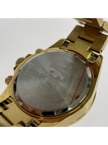 TECHNOS/クォーツ腕時計/アナログ/ステンレス/ゴールド/T4684