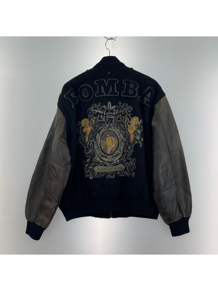 KANSAI MAN BOMBA バーシティジャケット M ブラック×ブラウン×ネイビー
