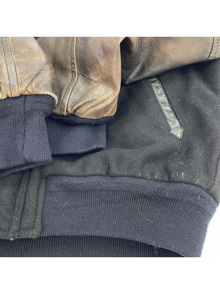 KANSAI MAN BOMBA バーシティジャケット M ブラック×ブラウン×ネイビー